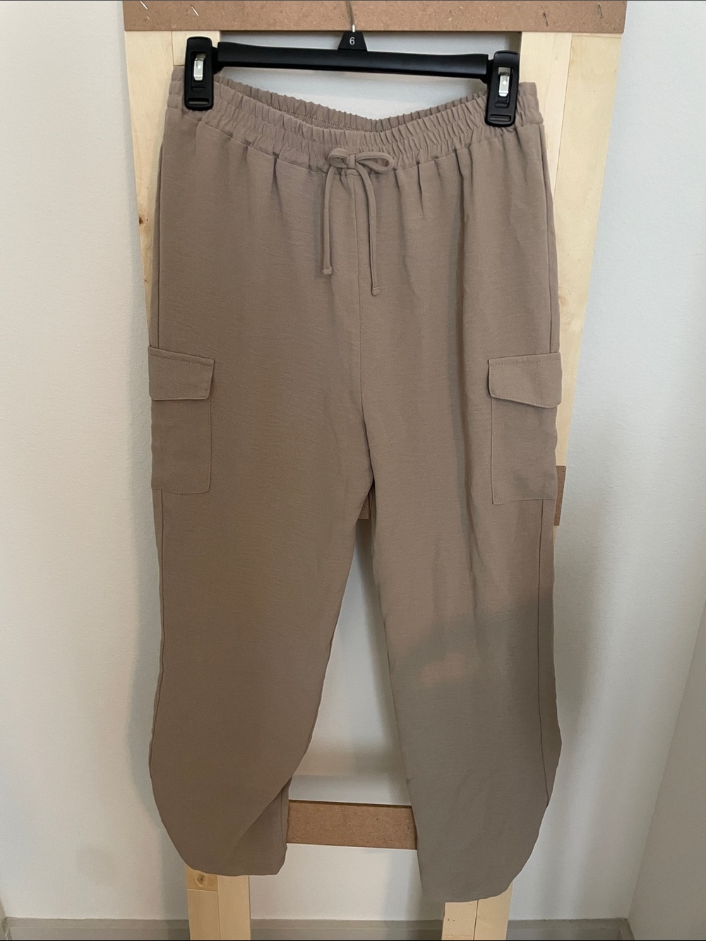 Kids Cargo Drawstring Pants in Taupe